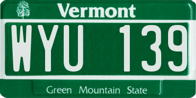 VT license plate WYU139