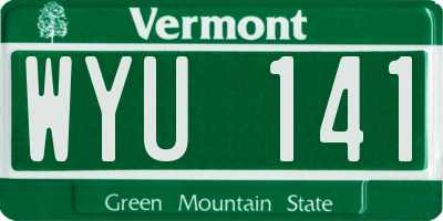 VT license plate WYU141