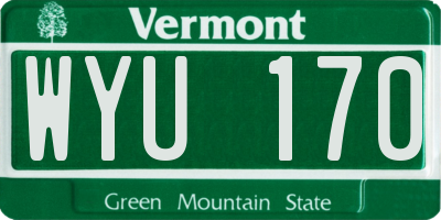 VT license plate WYU170