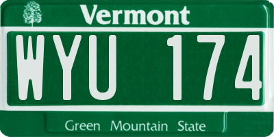 VT license plate WYU174