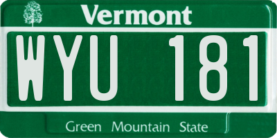 VT license plate WYU181