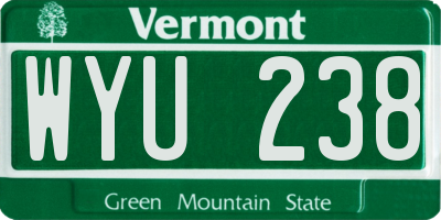 VT license plate WYU238