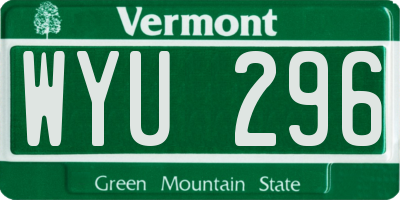 VT license plate WYU296