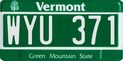 VT license plate WYU371