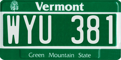 VT license plate WYU381