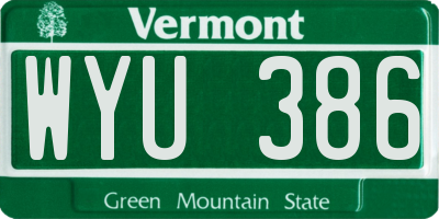 VT license plate WYU386