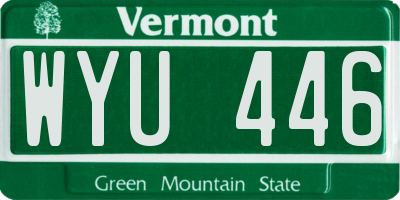 VT license plate WYU446