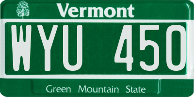 VT license plate WYU450
