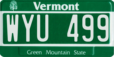 VT license plate WYU499