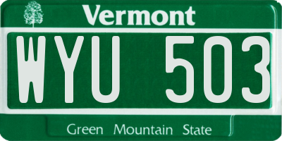 VT license plate WYU503