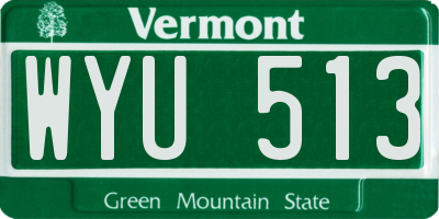 VT license plate WYU513