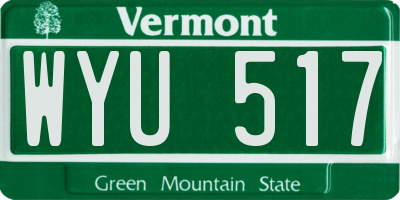 VT license plate WYU517