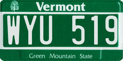 VT license plate WYU519