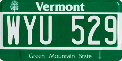 VT license plate WYU529