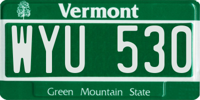 VT license plate WYU530