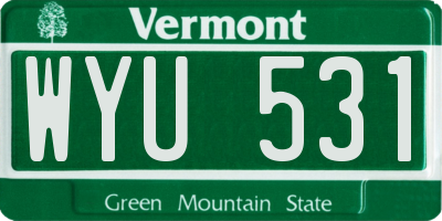 VT license plate WYU531