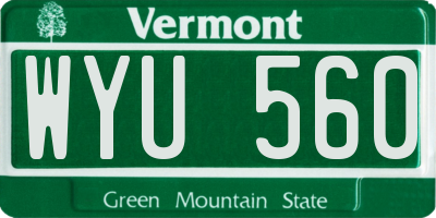 VT license plate WYU560