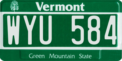 VT license plate WYU584