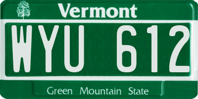 VT license plate WYU612