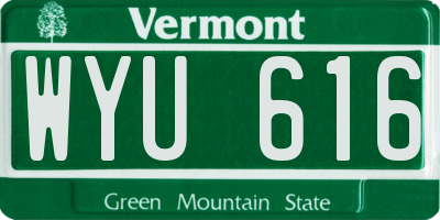 VT license plate WYU616