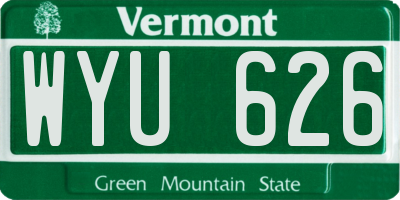 VT license plate WYU626