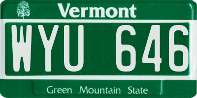 VT license plate WYU646