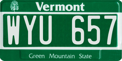 VT license plate WYU657
