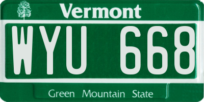 VT license plate WYU668