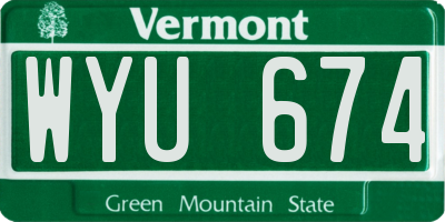 VT license plate WYU674