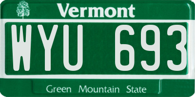 VT license plate WYU693