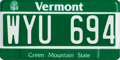 VT license plate WYU694