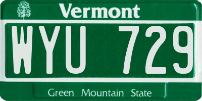 VT license plate WYU729