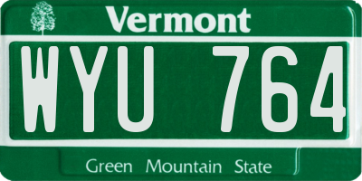 VT license plate WYU764