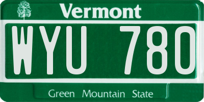VT license plate WYU780