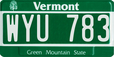 VT license plate WYU783