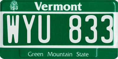 VT license plate WYU833