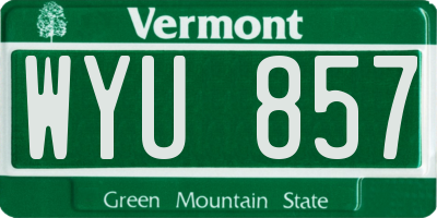 VT license plate WYU857