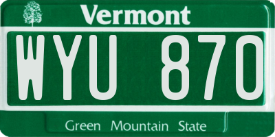 VT license plate WYU870