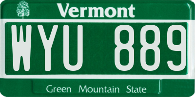 VT license plate WYU889