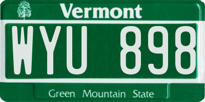 VT license plate WYU898