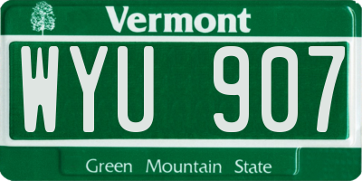 VT license plate WYU907