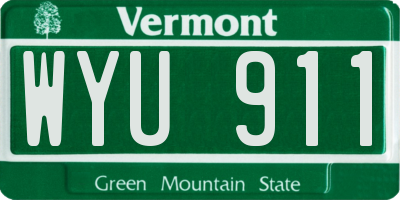VT license plate WYU911