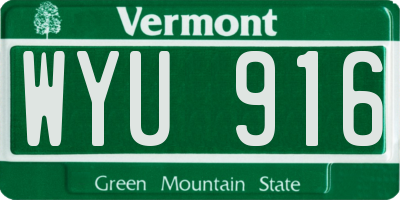VT license plate WYU916