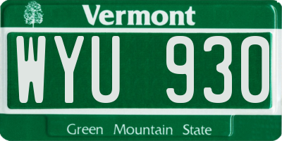 VT license plate WYU930