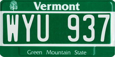 VT license plate WYU937