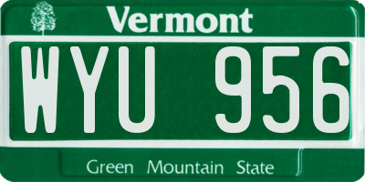 VT license plate WYU956