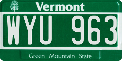 VT license plate WYU963
