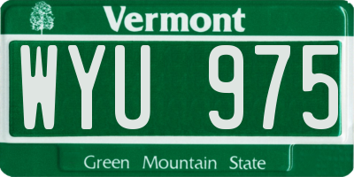 VT license plate WYU975