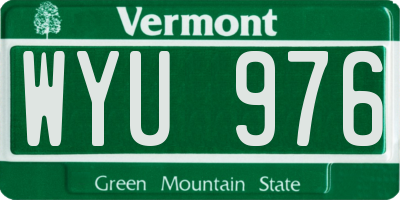 VT license plate WYU976