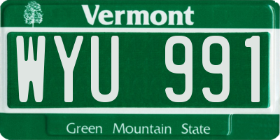 VT license plate WYU991